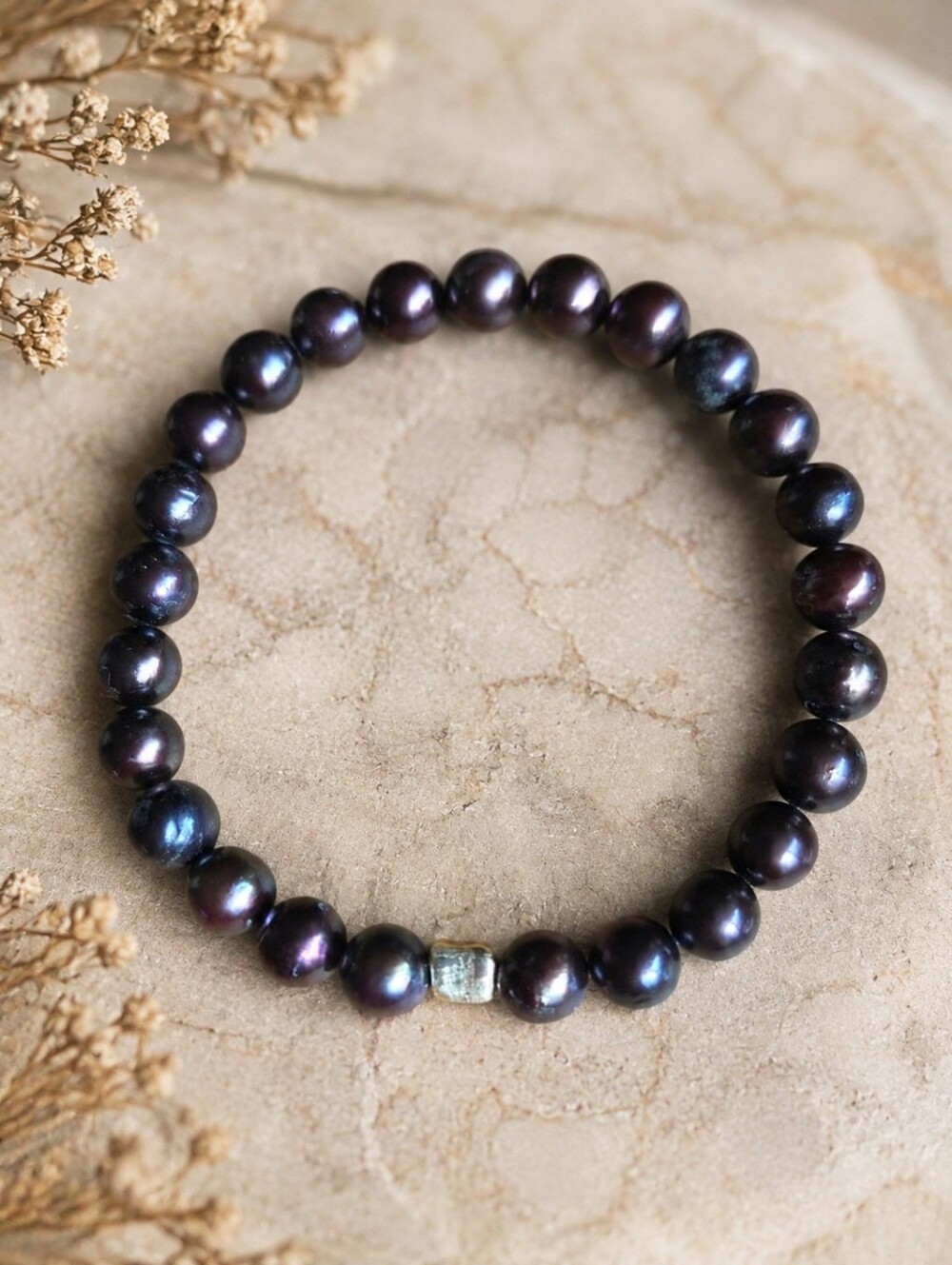 Freshwater Peacock Pearl Beaded Stretch Bracelet | Handmade